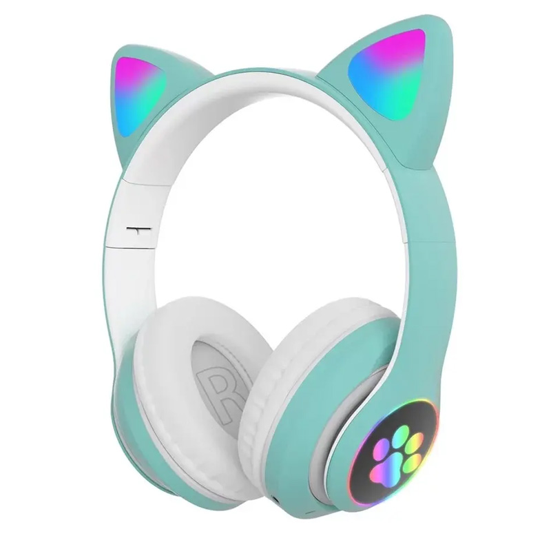 New Girls Cute Pink Foldable Cat Ear Headset For Kids