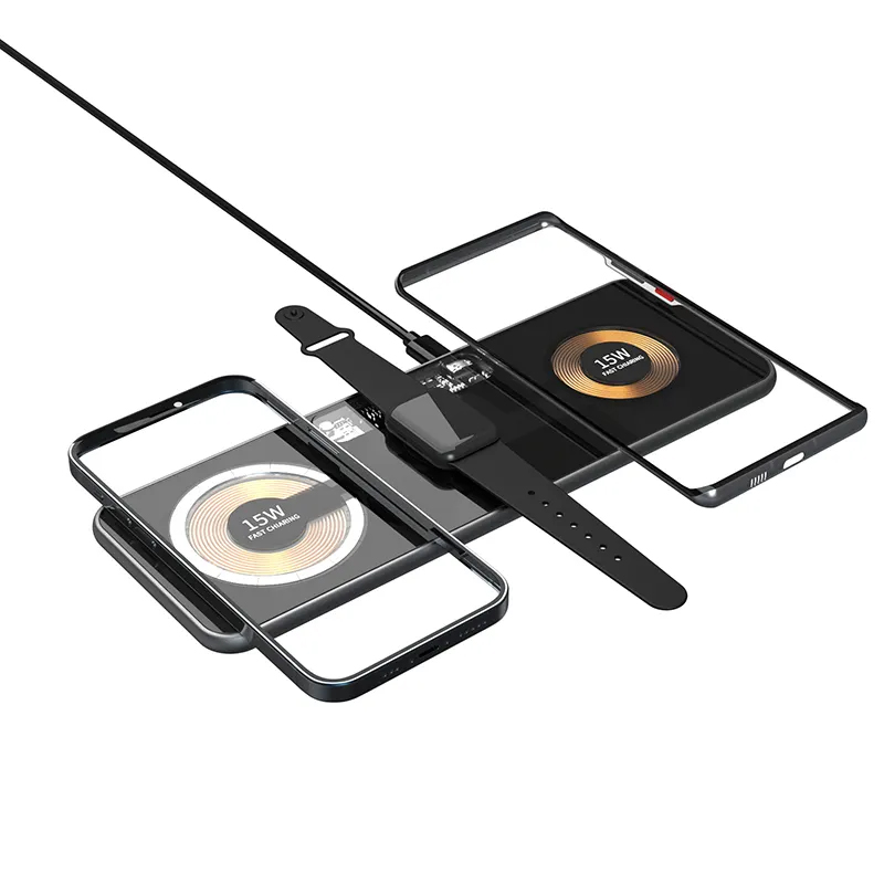 Transparent Mecha Style 3 in 1 Wireless Charger Fast Charging Pad for Watch Airpods And Phones