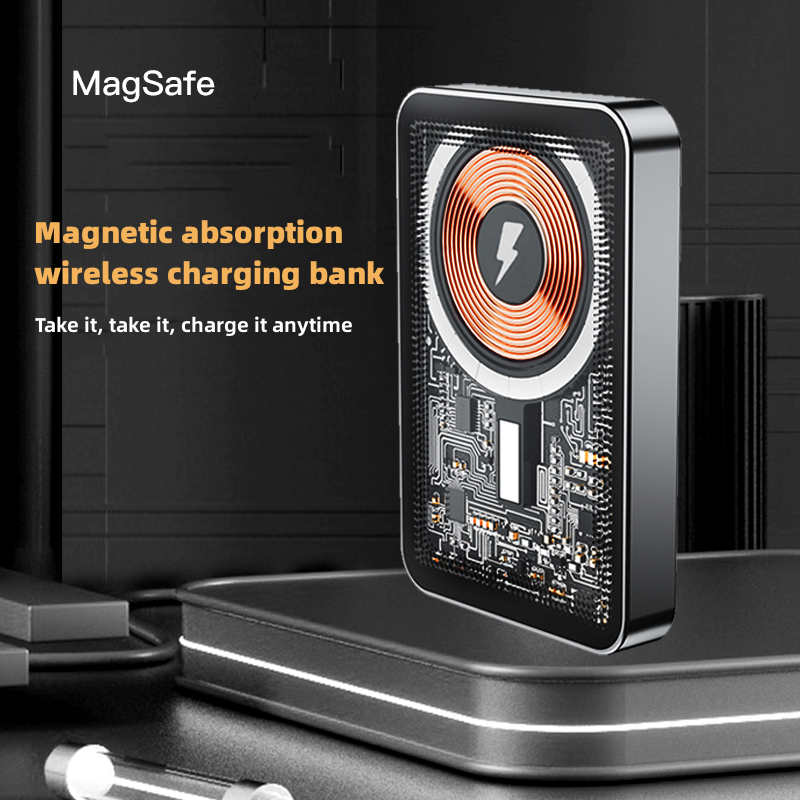 Fast Charging Transparent 5000mah Magnetic Wireless Charging Power Bank