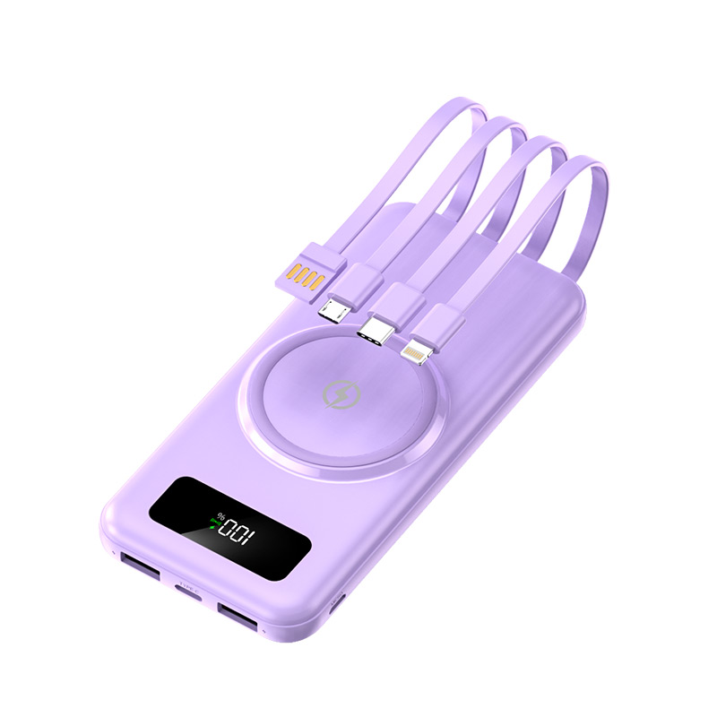 Dual USB Output Wireless Charger Power Bank 10000mah with 4 Cable