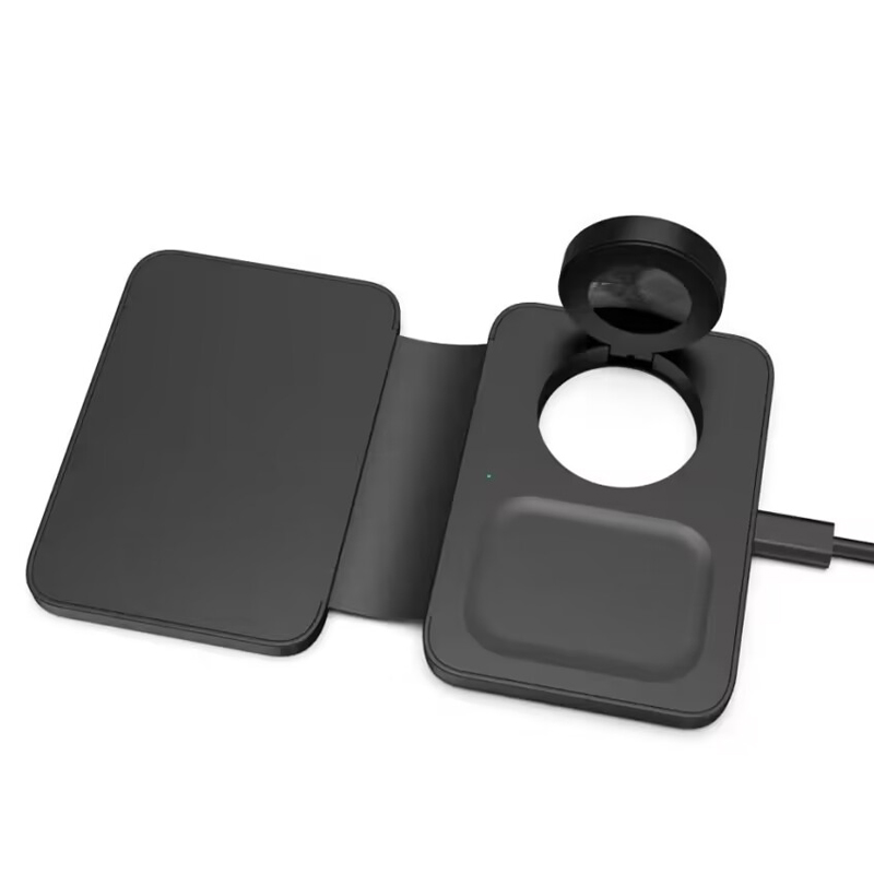 Mini Collapsible Type-C 3 In 1 Wireless Charger With Makeup Mirror